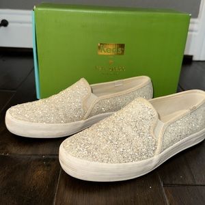 KEDS Kate Spade slides cream glitter size 7